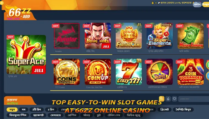 Top easy-to-win slot games at 66zz online casino