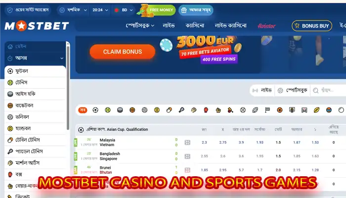 Mostbet Casino and Sports Games